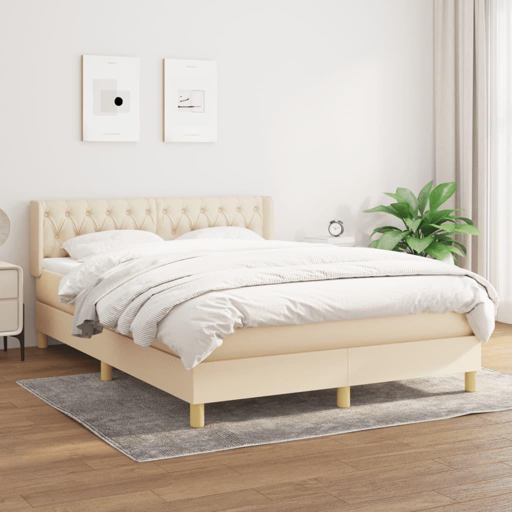 Kontinentalseng med madras 140x200 cm stof cremefarvet billede