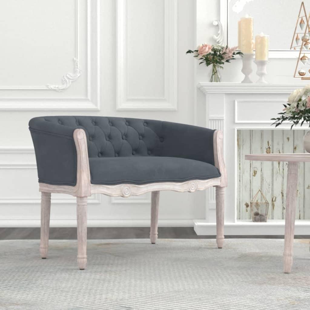 Bænk 98x56x69 cm velour mørkegrå