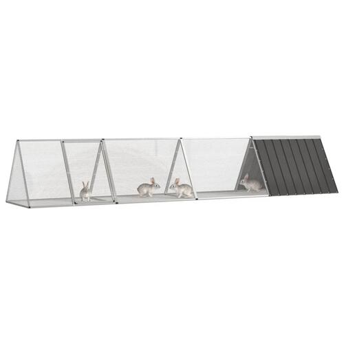 Kaninbur 403,5x80,5x71 cm galvaniseret stål antracitgrå