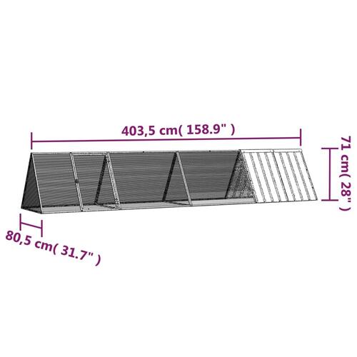 Kaninbur 403,5x80,5x71 cm galvaniseret stål antracitgrå