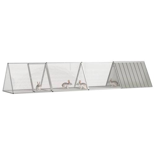 Kaninbur 403,5x80,5x71 cm galvaniseret stål grå