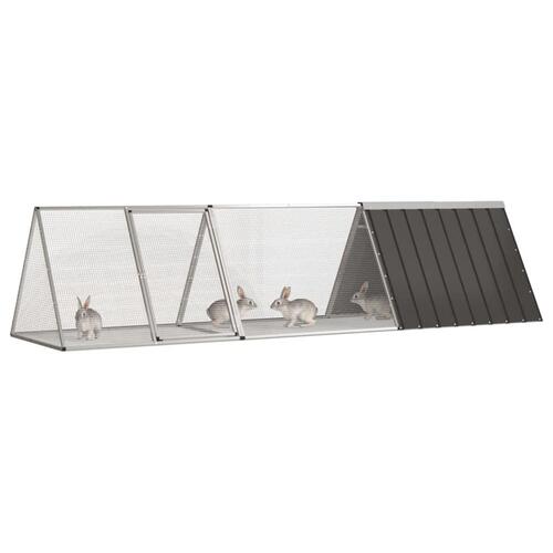 Kaninbur 302,5x80,5x71 cm galvaniseret stål antracitgrå