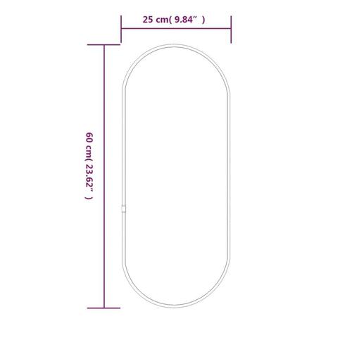 Vægspejl 60x25 cm oval guldfarvet