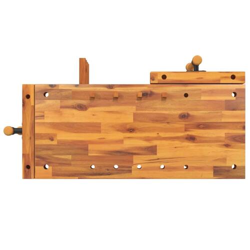Arbejdsbord med skruestik 92x48x83 cm massivt akacietræ