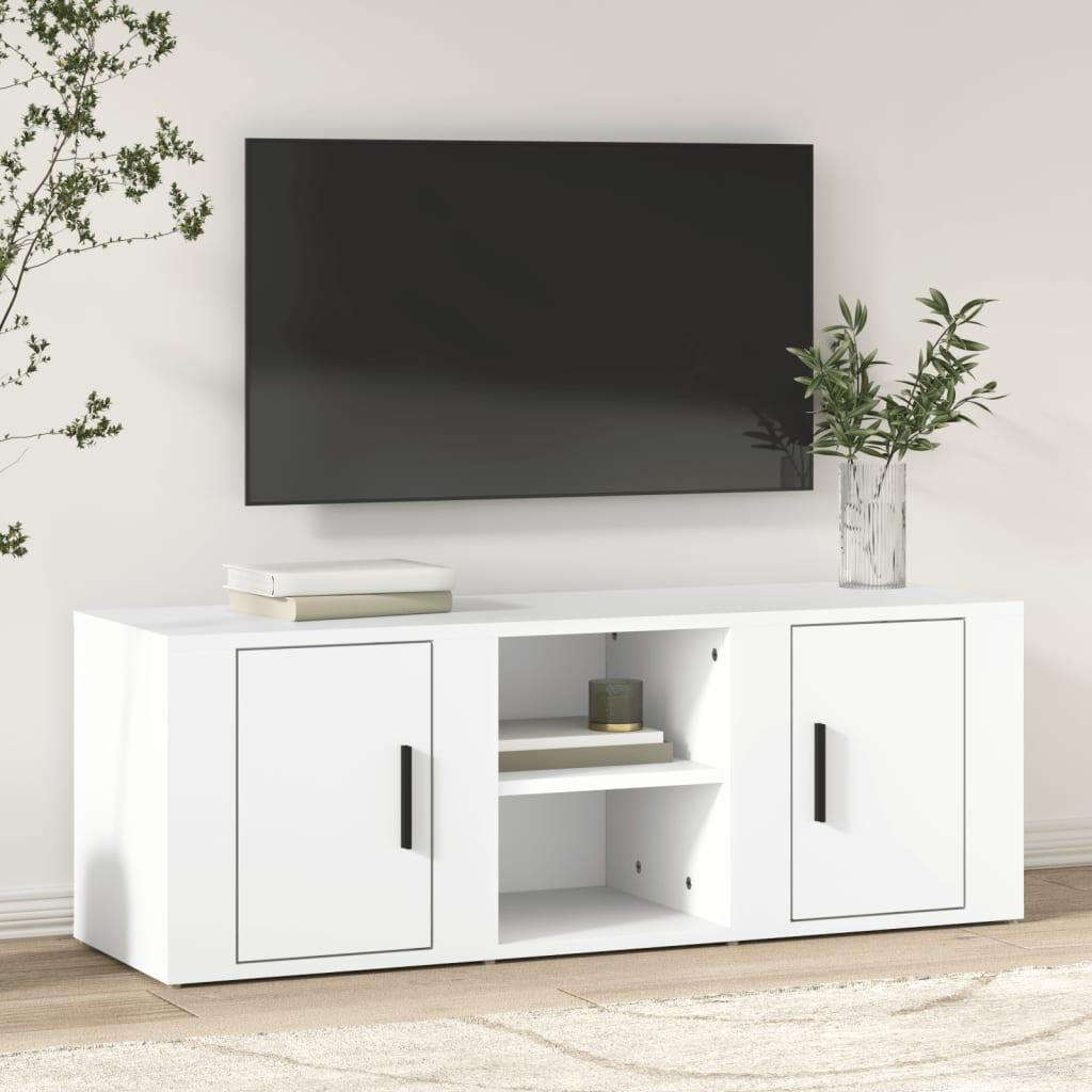 Tv-bord 100x31,5x35 cm konstrueret træ hvid billede