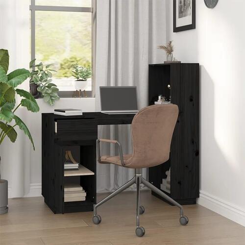 Skrivebord 110x53x117 cm massivt fyrretræ sort