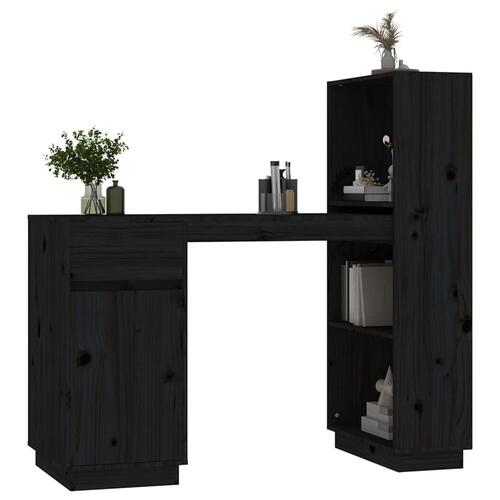 Skrivebord 110x53x117 cm massivt fyrretræ sort