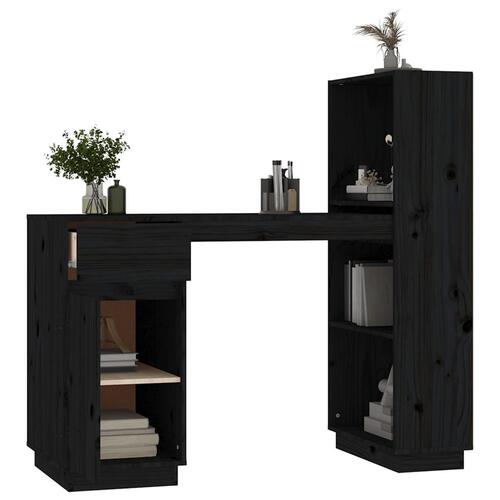 Skrivebord 110x53x117 cm massivt fyrretræ sort