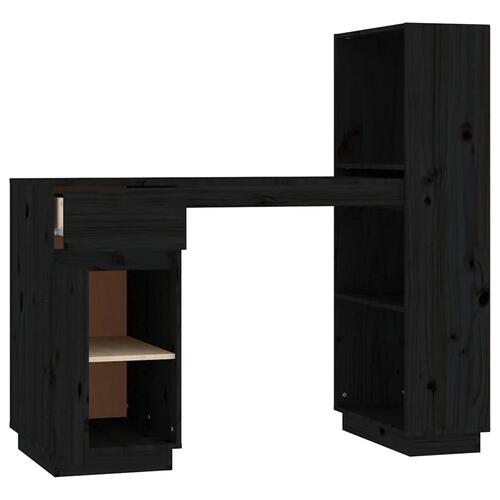 Skrivebord 110x53x117 cm massivt fyrretræ sort