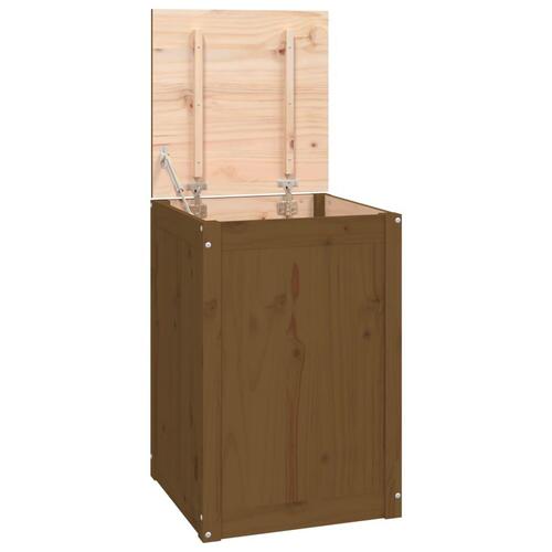 Vasketøjskurv 44x44x66 cm massivt fyrretræ gyldenbrun