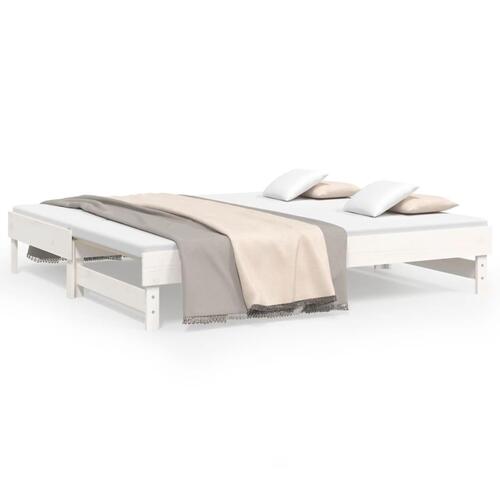 Daybed med udtræk 2x(75x190) cm massivt fyrretræ hvid