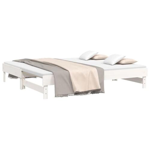 Daybed med udtræk 2x(75x190) cm massivt fyrretræ hvid