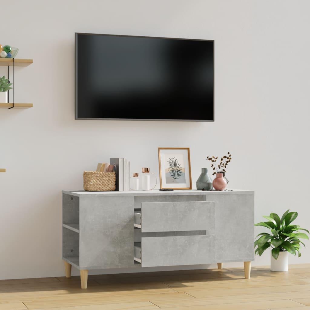 Tv-bord 102x44,5x50 cm konstrueret træ betongrå