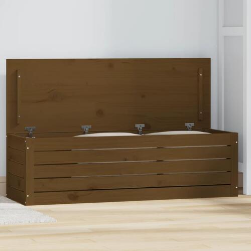 Opbevaringskasse 109x36,5x33 cm massivt fyrretræ gyldenbrun