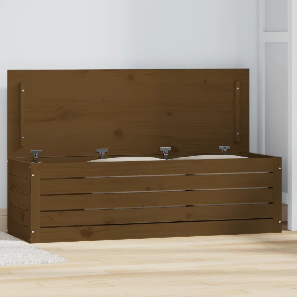 Opbevaringskasse 109x36,5x33 cm massivt fyrretræ gyldenbrun