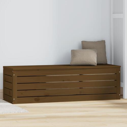 Opbevaringskasse 109x36,5x33 cm massivt fyrretræ gyldenbrun