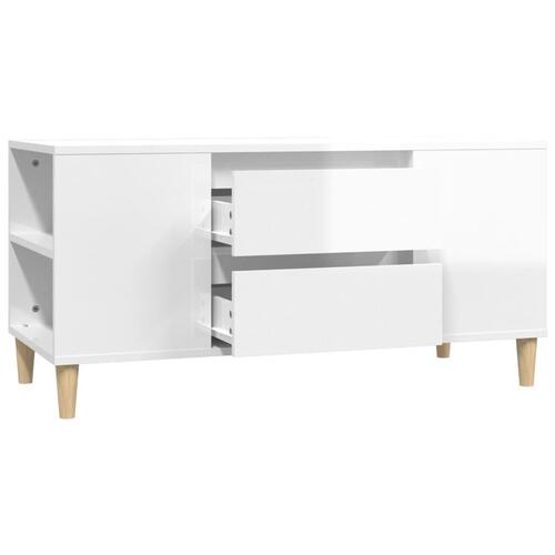 Tv-bord 102x44,5x50 cm konstrueret træ hvid højglans