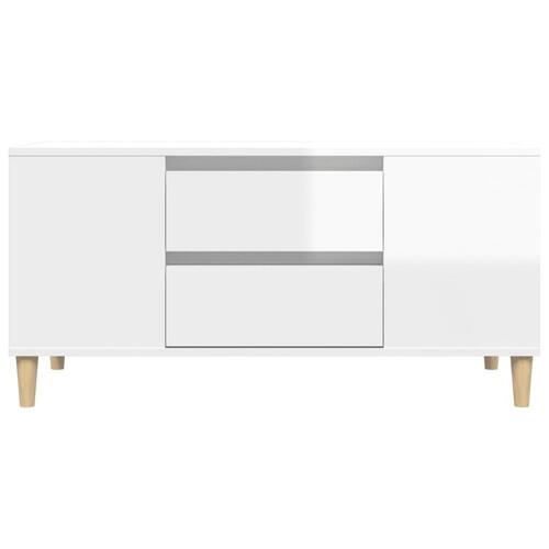 Tv-bord 102x44,5x50 cm konstrueret træ hvid højglans