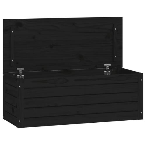 Opbevaringskasse 89x36,5x33 cm massivt fyrretræ sort