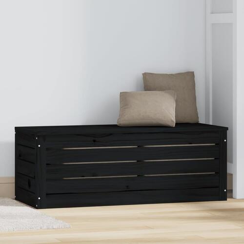Opbevaringskasse 89x36,5x33 cm massivt fyrretræ sort