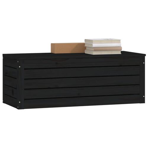 Opbevaringskasse 89x36,5x33 cm massivt fyrretræ sort