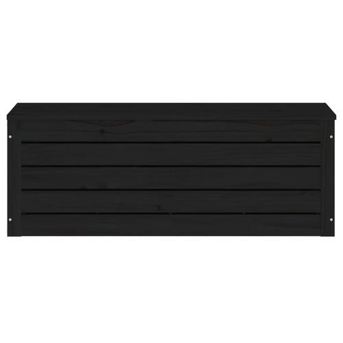 Opbevaringskasse 89x36,5x33 cm massivt fyrretræ sort
