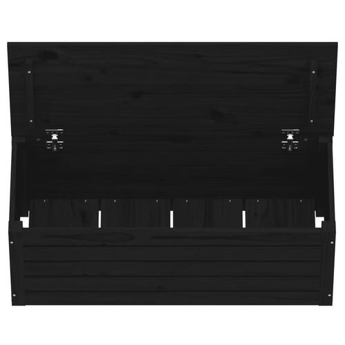 Opbevaringskasse 89x36,5x33 cm massivt fyrretræ sort