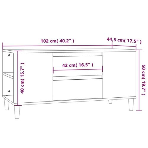 Tv-bord 102x44,5x50 cm konstrueret træ sonoma-eg