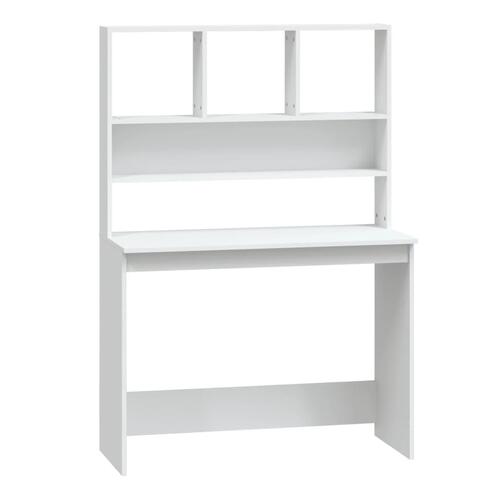 Skrivebord m. hylder 102x45x148 cm konstrueret træ hvid