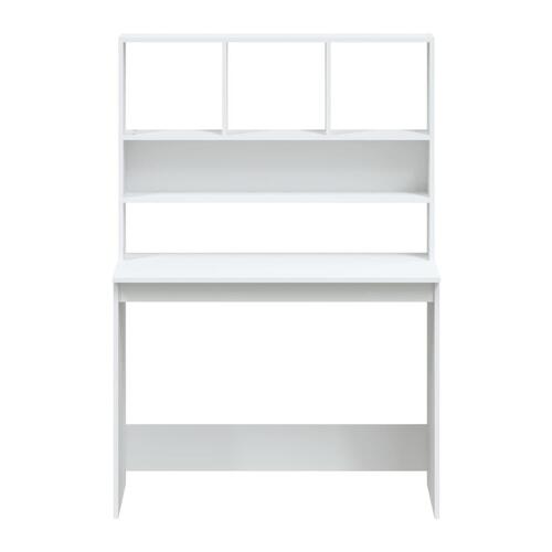 Skrivebord m. hylder 102x45x148 cm konstrueret træ hvid