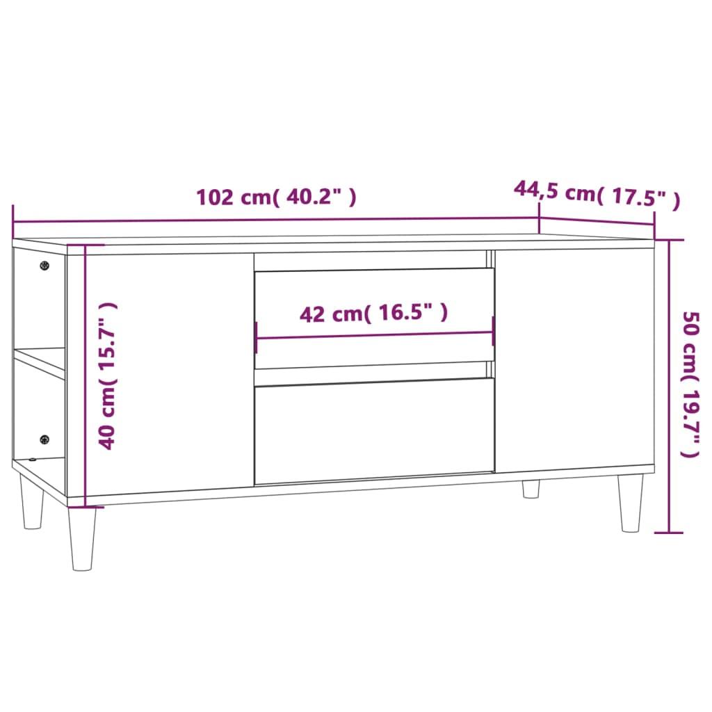 Tv-bord 102x44,5x50 cm konstrueret træ brun egetræsfarve