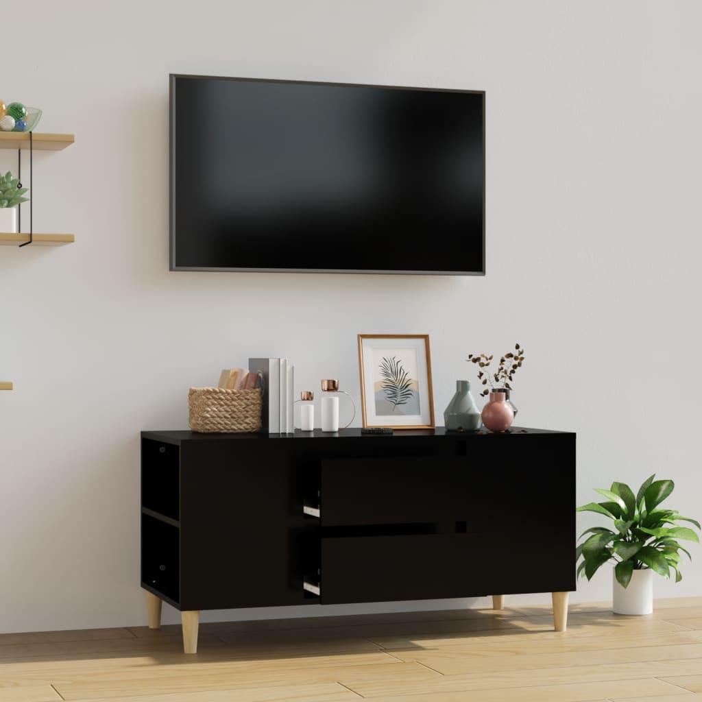 Tv-bord 102x44,5x50 cm konstrueret træ sort