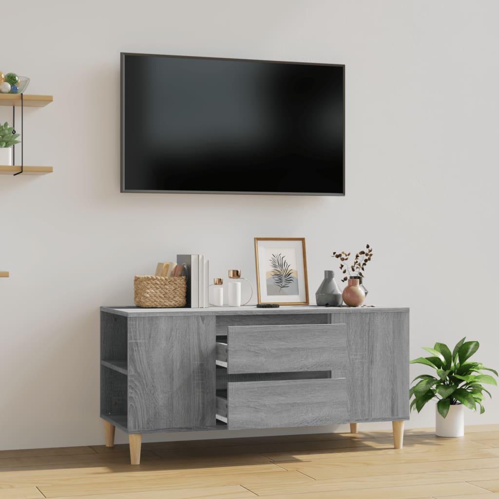 Tv-bord 102x44,5x50 cm konstrueret træ grå sonoma-eg