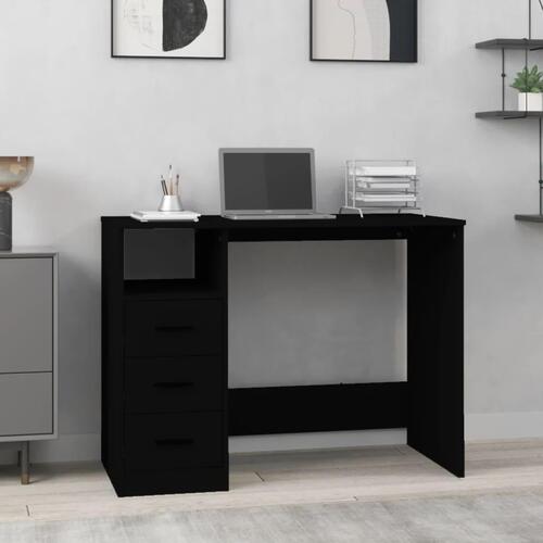 Skrivebord m. hylder 102x50x76 cm konstrueret træ sort