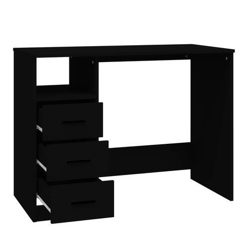 Skrivebord m. hylder 102x50x76 cm konstrueret træ sort