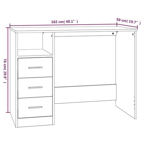 Skrivebord m. hylder 102x50x76 cm konstrueret træ sort