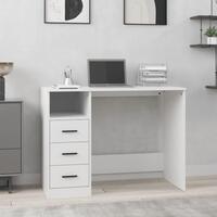 Skrivebord m. hylder 102x50x76 cm konstrueret træ hvid