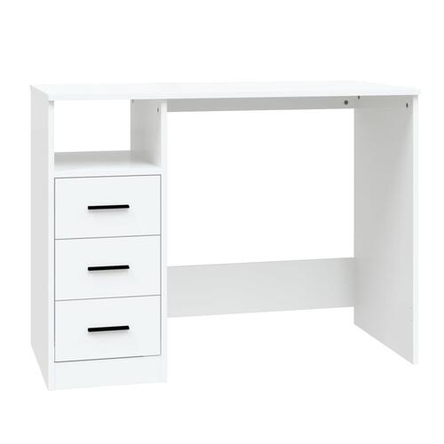 Skrivebord m. hylder 102x50x76 cm konstrueret træ hvid