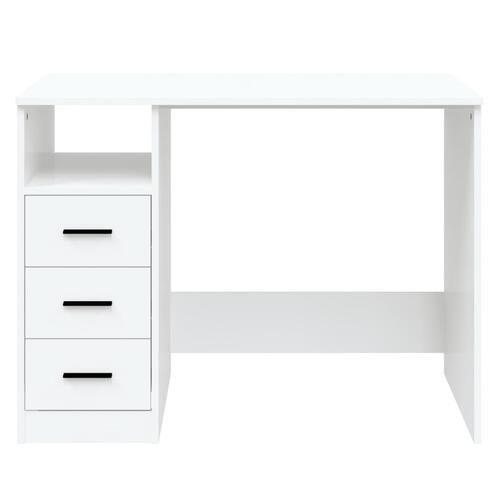 Skrivebord m. hylder 102x50x76 cm konstrueret træ hvid
