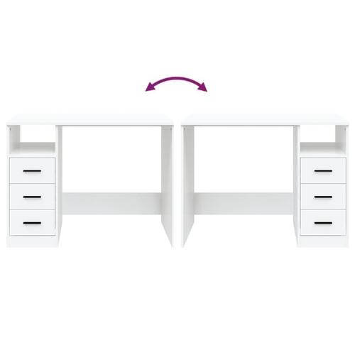 Skrivebord m. hylder 102x50x76 cm konstrueret træ hvid