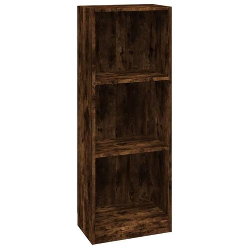 Bogreol med 3 hylder 40x24x109 cm konstrueret træ røget egetræ