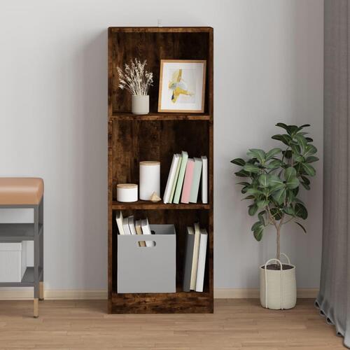 Bogreol med 3 hylder 40x24x109 cm konstrueret træ røget egetræ
