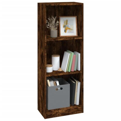 Bogreol med 3 hylder 40x24x109 cm konstrueret træ røget egetræ