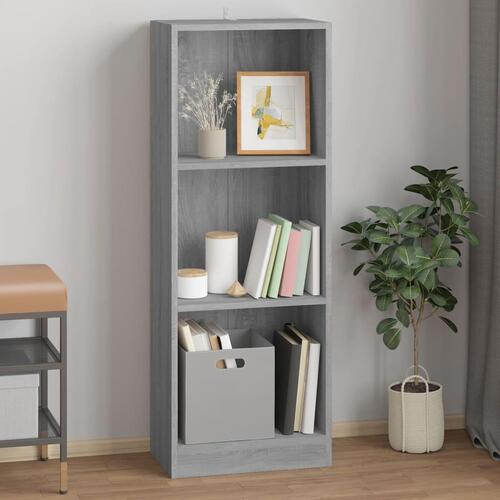 Bogreol med 3 hylder 40x24x109 cm konstrueret træ grå sonoma-eg