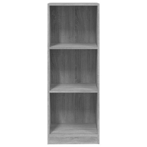 Bogreol med 3 hylder 40x24x109 cm konstrueret træ grå sonoma-eg