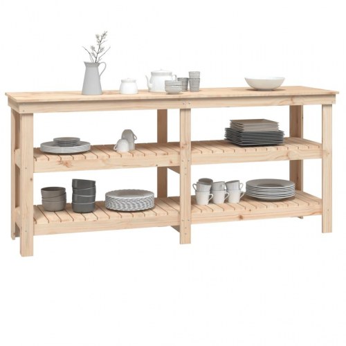 Arbejdsbord i massivt fyrretræ 181 × 50 × 80 cm - med hylder