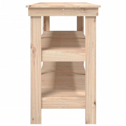 Arbejdsbord i massivt fyrretræ 181 × 50 × 80 cm - med hylder