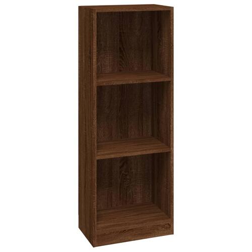 Bogreol m. 3 hylder 40x24x109 cm konstrueret træ brunt egetræ
