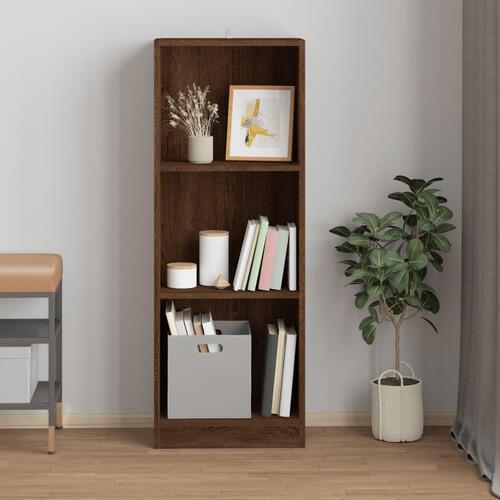 Bogreol m. 3 hylder 40x24x109 cm konstrueret træ brunt egetræ