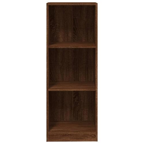 Bogreol m. 3 hylder 40x24x109 cm konstrueret træ brunt egetræ